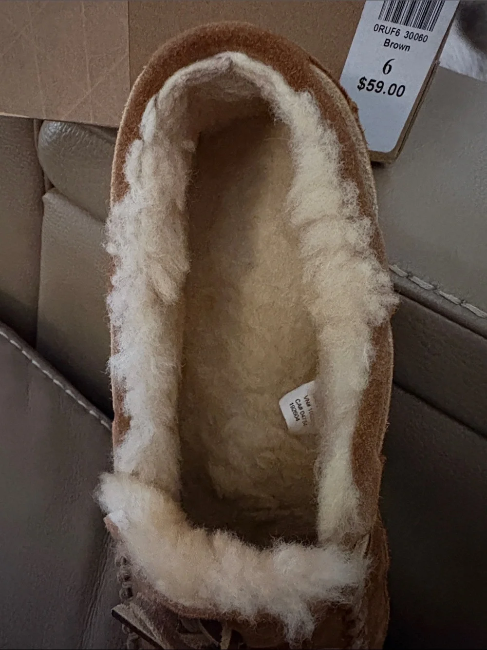 L.L. Bean Kids Brown Suede Shearling Moccasins